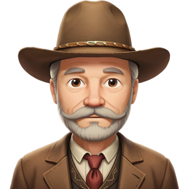 Dutch van der Linde from Red Dead Redemption 2, older man with mustache and beard, cowboy hat, suit emoji