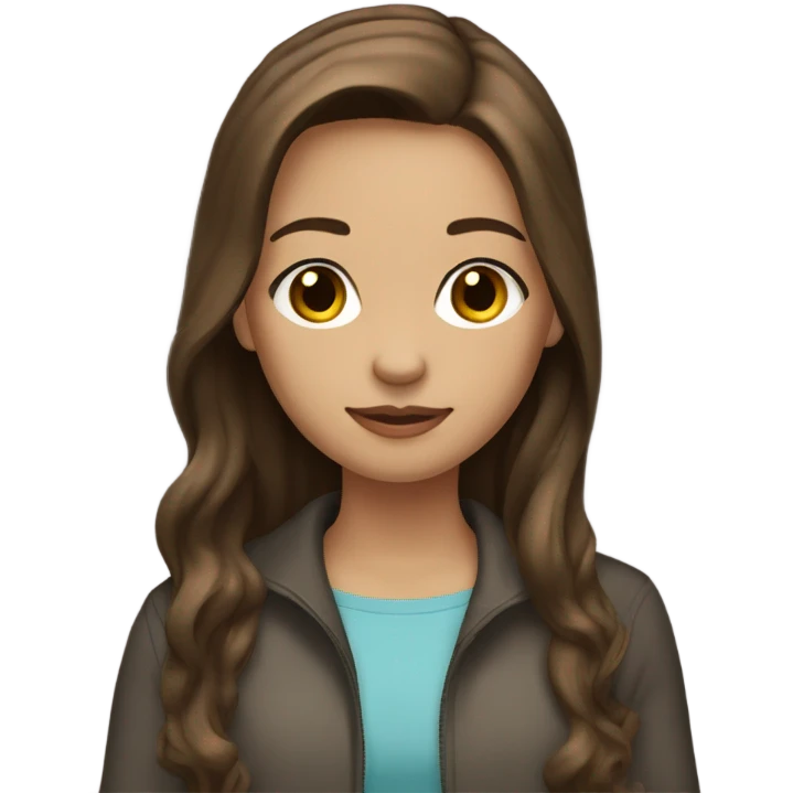 dark brown wavy hair girl with light brown straight hair standing emoji