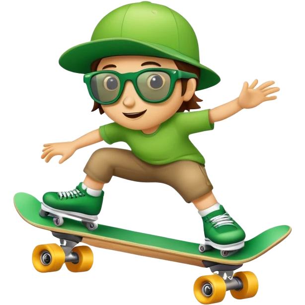 rana con gafas de sol montando en skate emoji