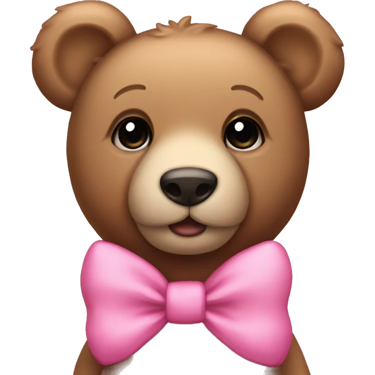 Aesthetic teddy bear wearing a cute pink bow emoji