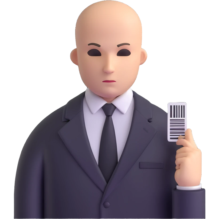 hitman agent with bald head and barcode emoji