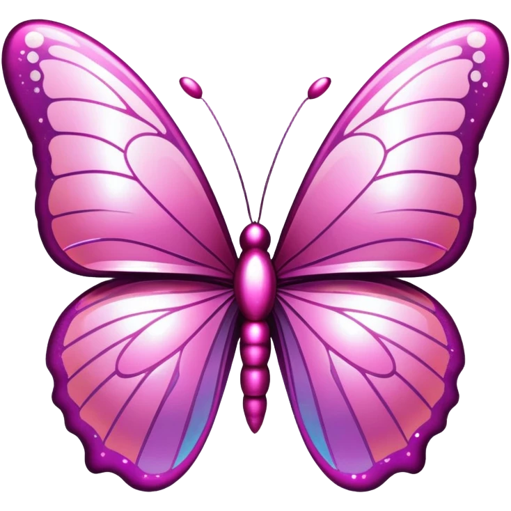 Pink Y2K butterfly with metallic sheen and digital glitter effects emoji