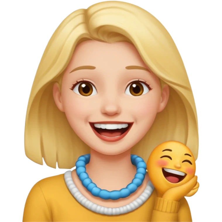 Girl holding neck laughing emoji
