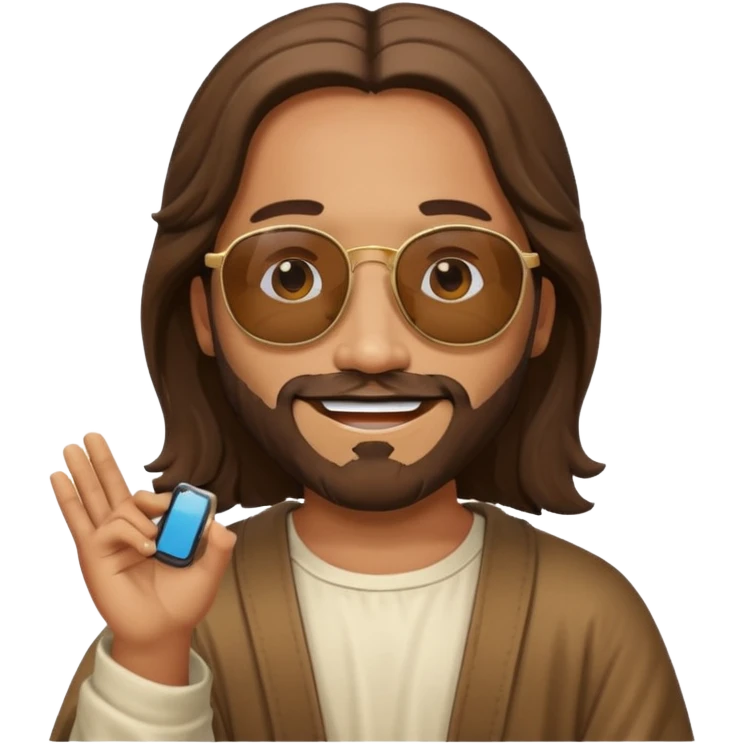 Jesus wearing sunglasses saying what’s up emoji
