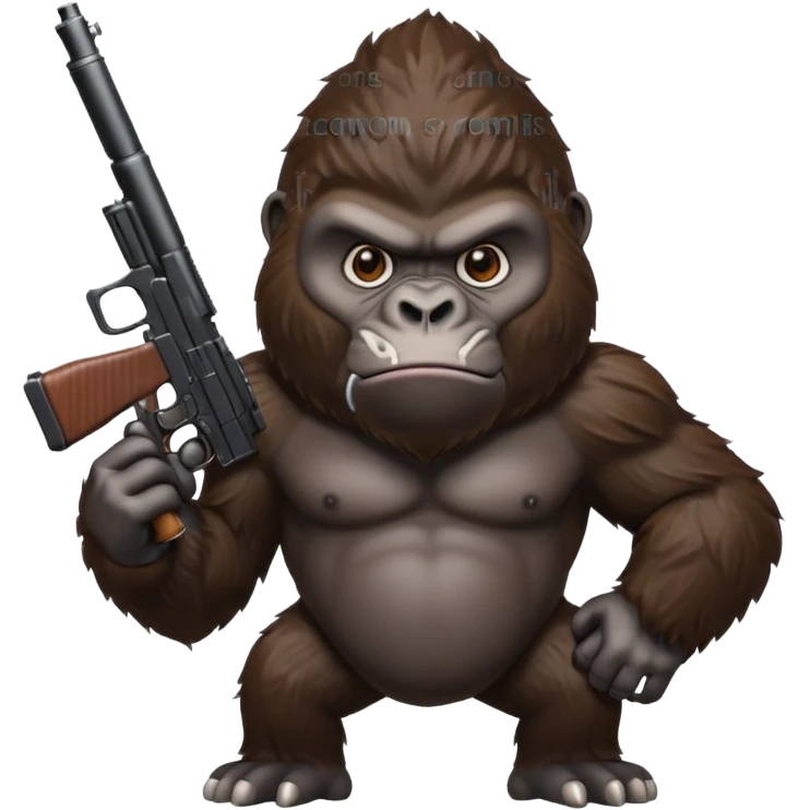 A mean gorilla holding a big gun emoji