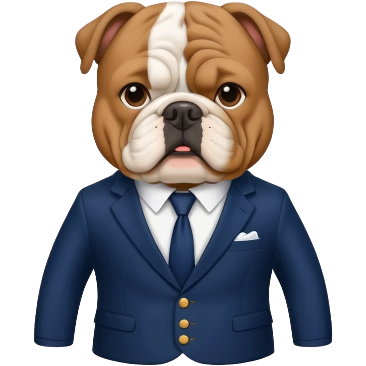 bulldog in a navy blue English suit emoji