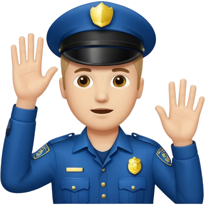 a white police man with one hand up telling the traffic to stop emoji