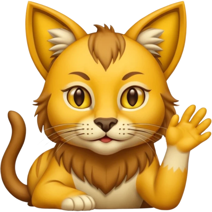 Animal Gato acariciando las orejas de un leon emoji