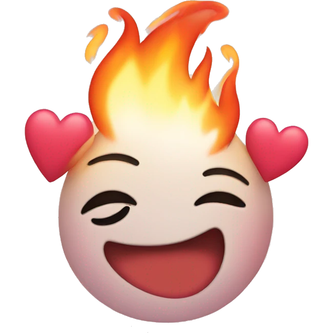 Cute fire with hearts emoji