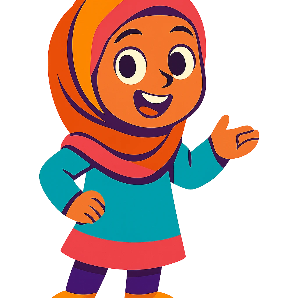 hijabi girl, vibrant cartoon style, colorful, expressive emoji