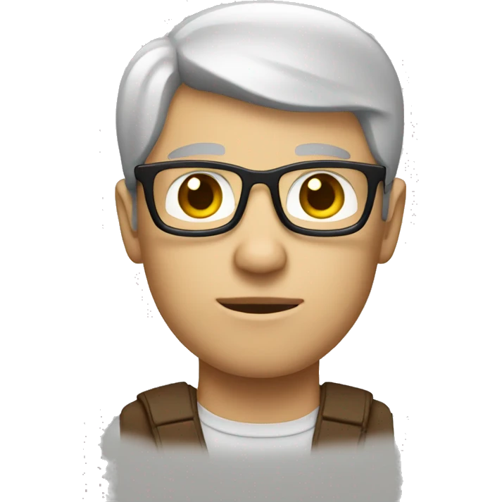 white nerd with brown hair waiting emoji