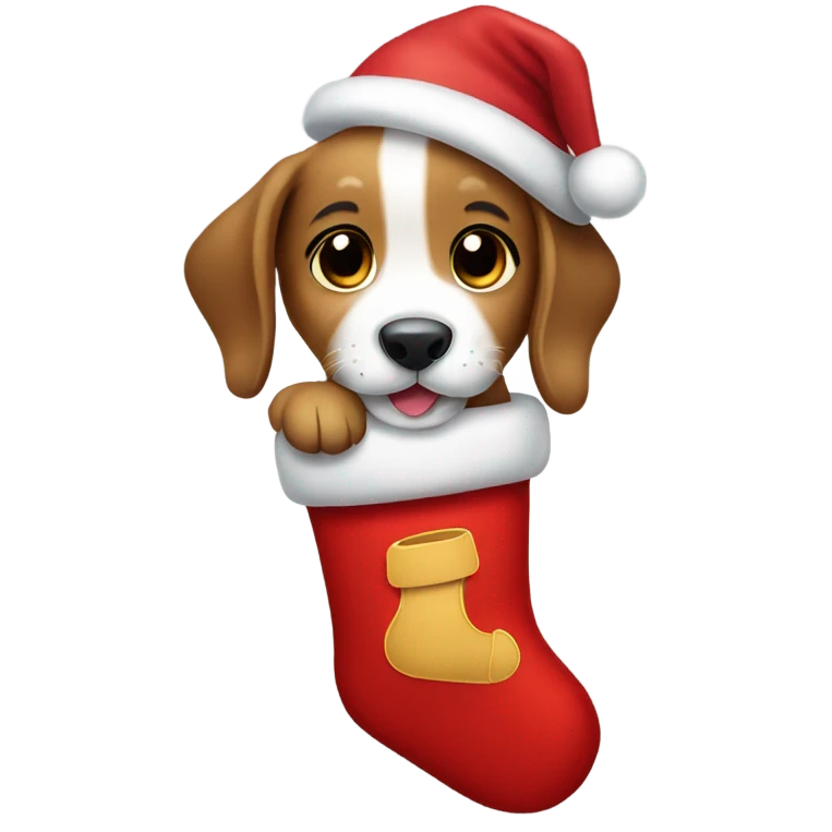 Puppy coming out of a stocking  emoji