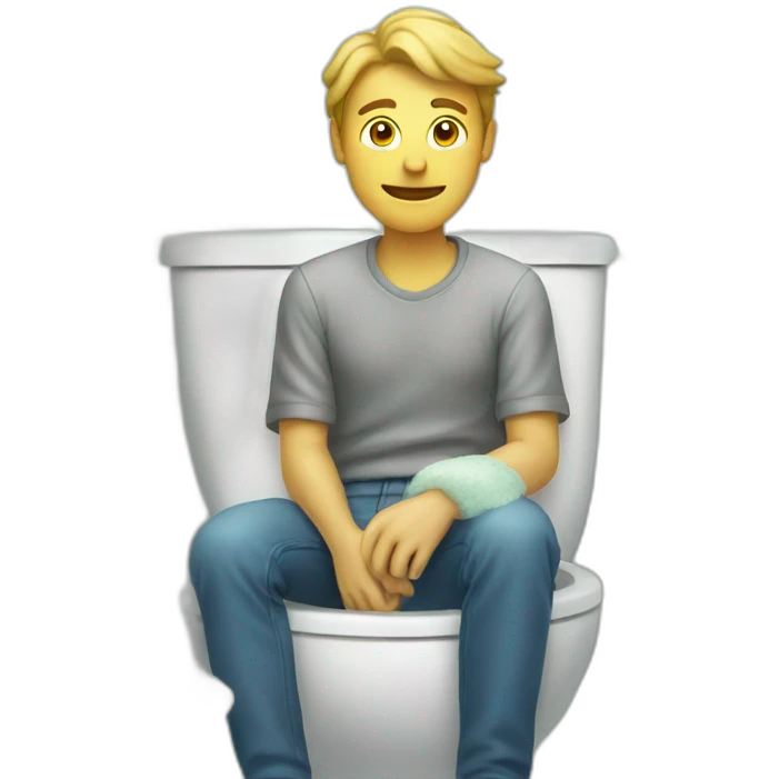 Man sitting on a toilet covered in soap emoji