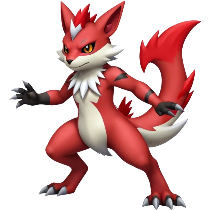 Edgy Cool Beautiful Guilmon-Zangoose-Litten-Zoroark, full body emoji