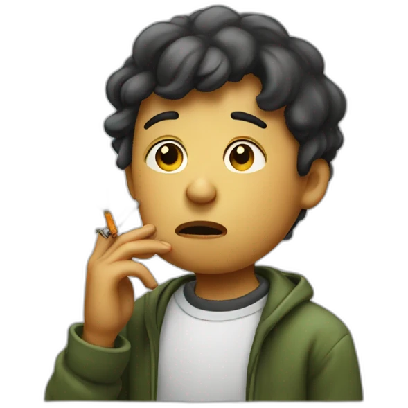 A sad boy smoking  emoji