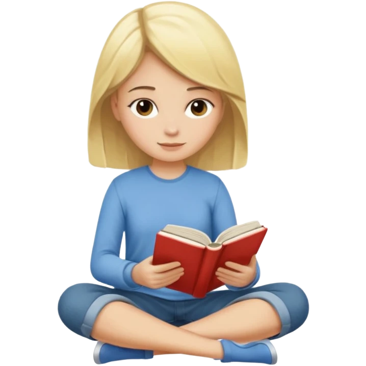 Blonde girl sitting down reading a book emoji