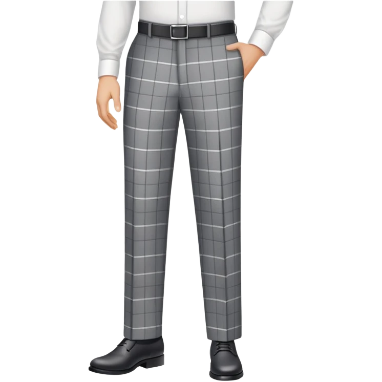 only the garment, gray dress pants with white grid pattern, plaid check pattern, formal trousers with cuffed hem, isolated item on white background, no model, no person emoji