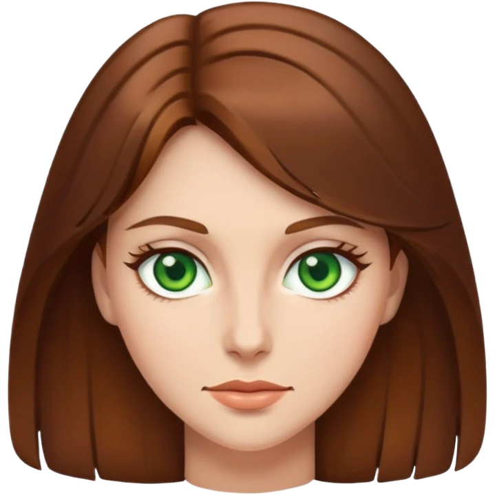 mulher do cabelo castanho e olho verde emoji