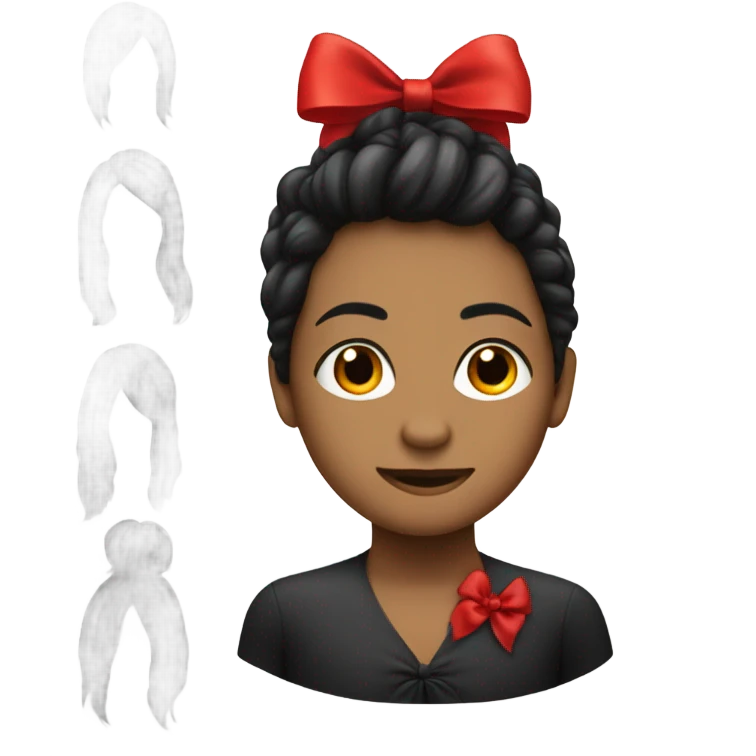 black open hair from behind with a red bow emoji