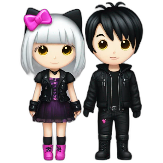goth boy and hello kitty girl couple emoji