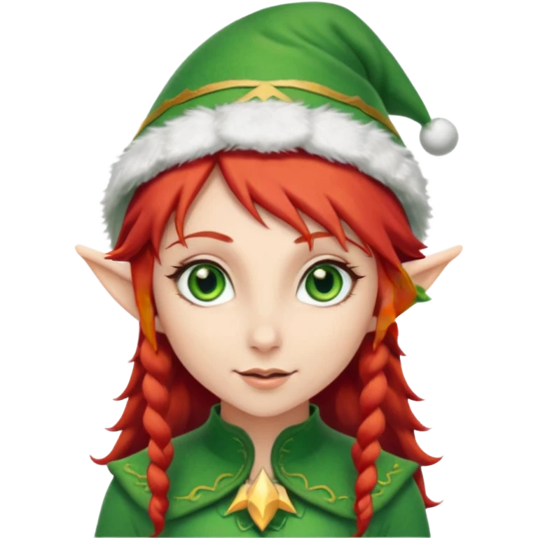 elf girl with elf hat, red hair emoji