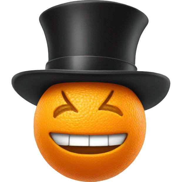 an orange with a tophat emoji