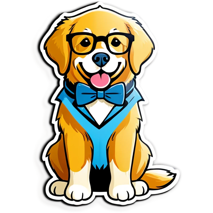 Golden retriever that is a nerd emoji