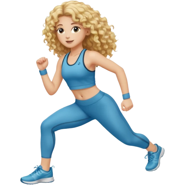 long hair curly blond haired girl DOING EXERCISE emoji