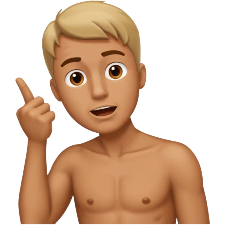 Man turning his head to the left with his mouth open with his left arm pointing right across his chest  emoji