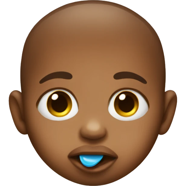 Brown eyed baby with pacifier in mouth  emoji