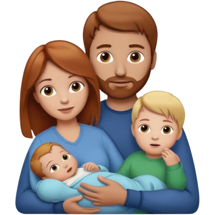 A mother and father with a baby - the mother has reddish-brown hair, father has brown hair and baby has blonde hair emoji