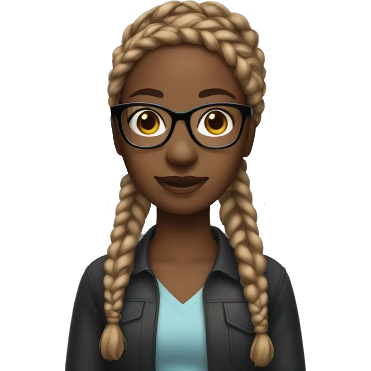 Black girl with braids and clear glasses  emoji