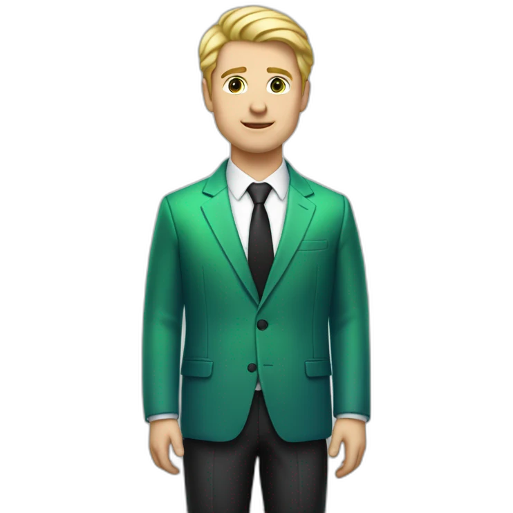 white-guy-in-gradient-green-blue-suit-with-blonde-hair-and-black-eyes-standing-with-black-shoes emoji