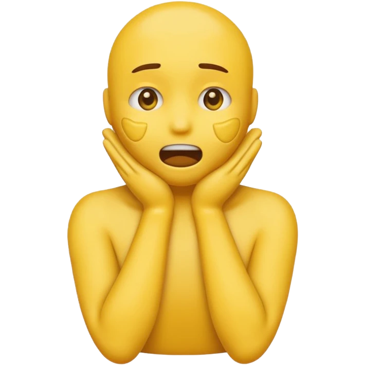 yellow emoji hands choking itself, tight around the neck emoji