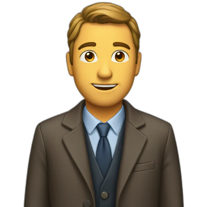 A full man image with coat and suite change the face with rugged emoji