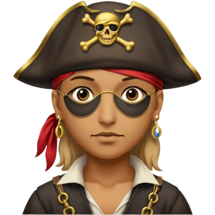 Eye patch pirate with earring, one eye covered
 emoji