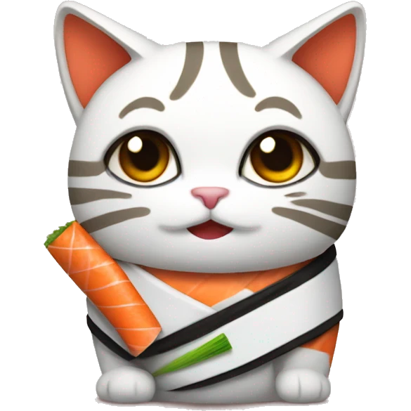 scottsh fold cat wearing sushi costume emoji