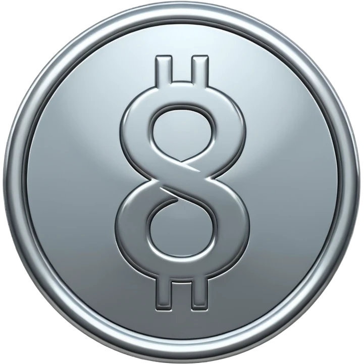 A double dollar sign emoji made of polished silver chrome, smooth metallic surface, glossy reflections, luxury swag vibe, minimal iOS emoji style, centered on white background emoji