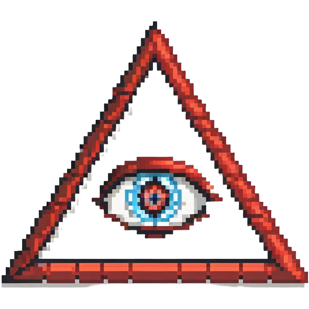 Illuminati triangle symbol with eye in center, black and red color scheme emoji