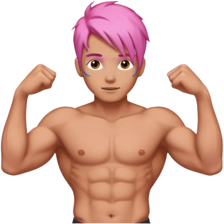 Male pink hair abs 6pack core blonde skin curves emoji