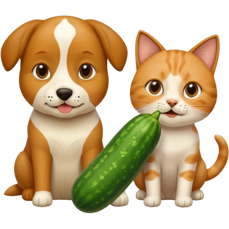 Köpekin yaninda kedi ikside hiyar yesin emoji