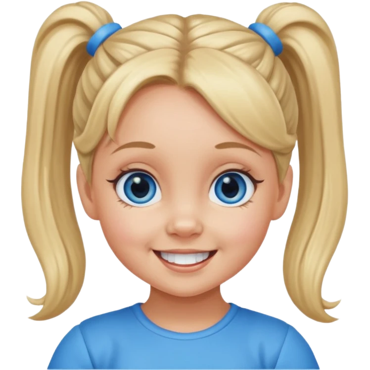 Baby Spice with blue eyes, ponytails hair emoji