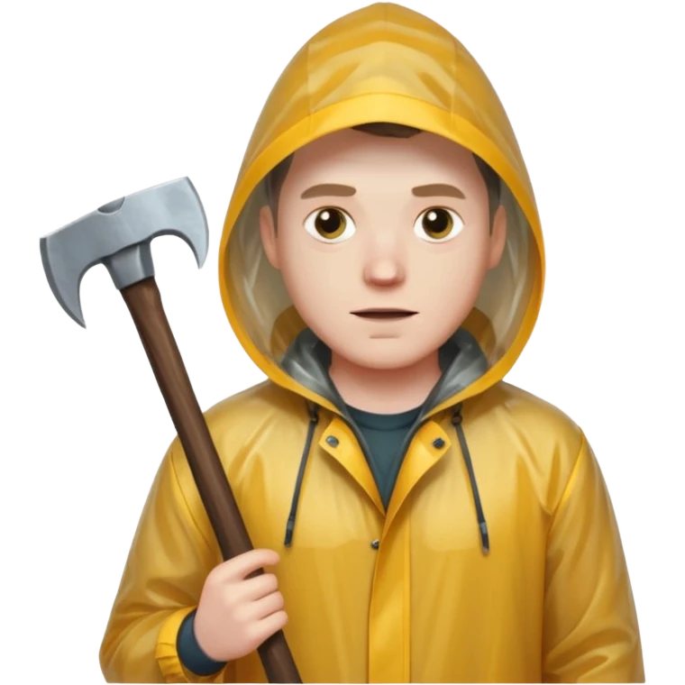 Американский психопат в прозрачном дождевике без капюшона с топором emoji