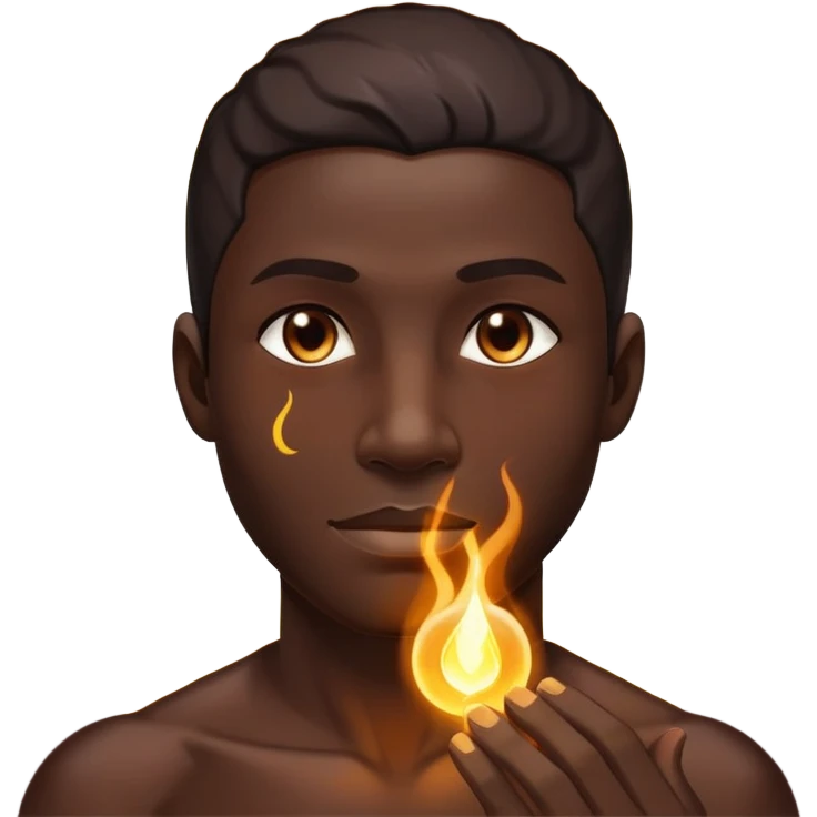 transition from a man with a spiritual pain on his chest growing up to a man with a soul glowing on his body representing his healed version karmically and using that energy to heal others emoji