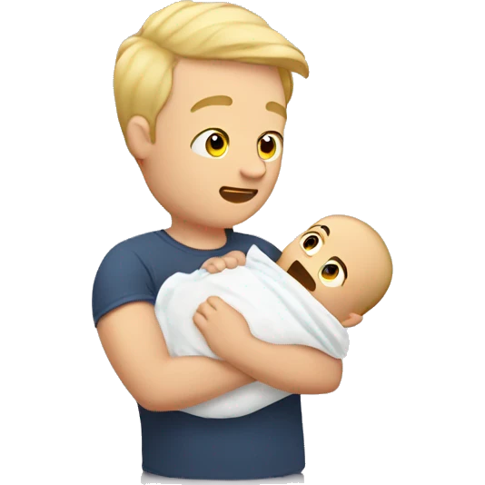 blonde dad changes diaper to baby emoji