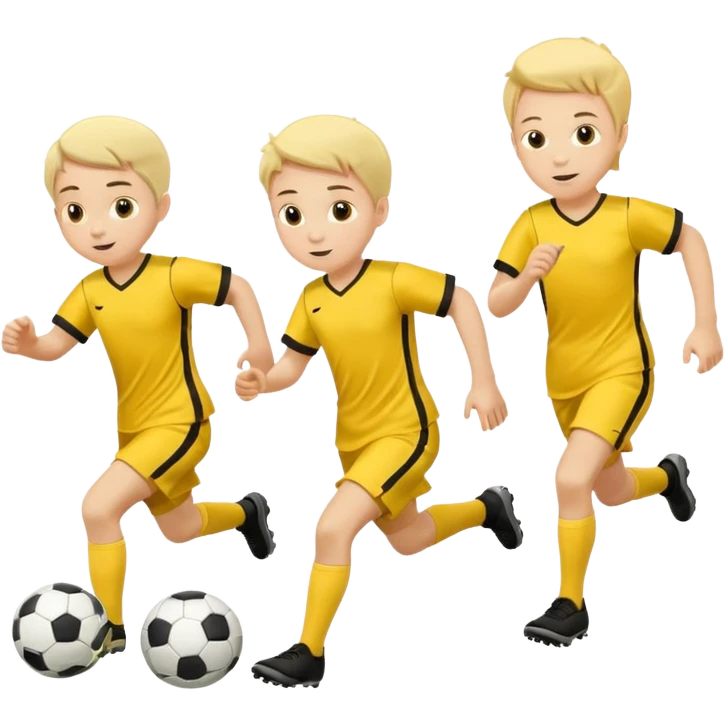 kids play soocer in yellow dress, boys emoji