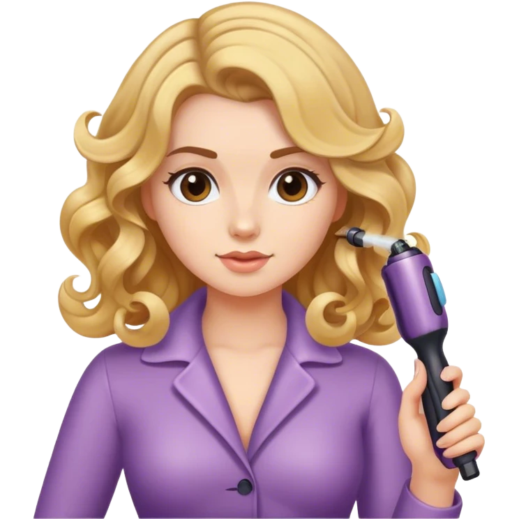 girl curling her hair with curling iron  emoji