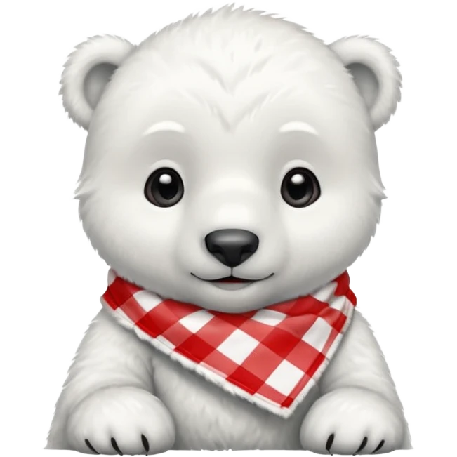 baby polar bear wearing a red and white checkered Neckerchief emoji