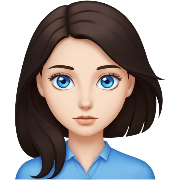 Fair skin woman with blue eyes and long dark brown hair emoji