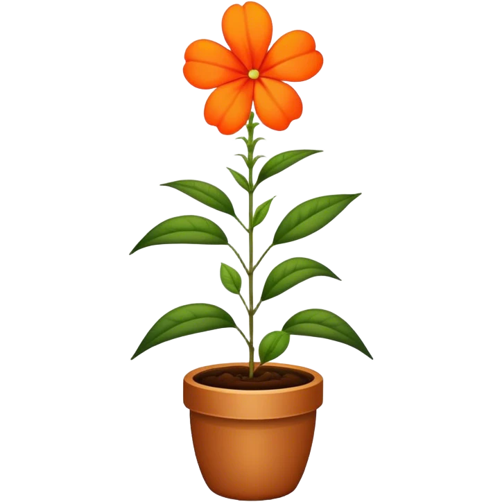 single Orange Impatiens, straight stem emoji